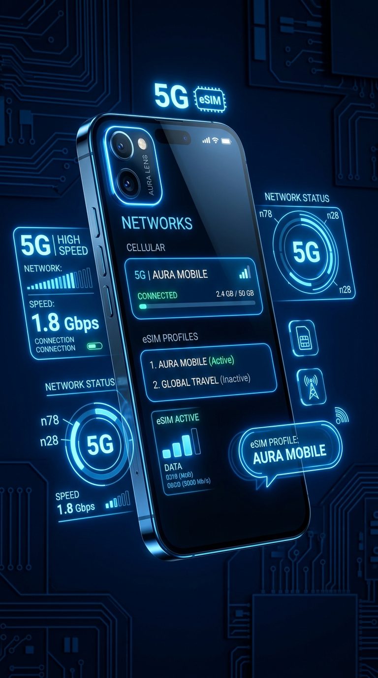 eSIM y 5G en Chile — tecnología de conectividad móvil del viajero moderno